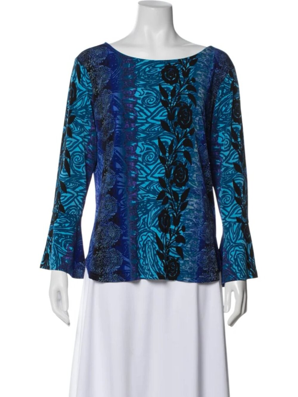 Bob Mackie Wearable Art Printed of the shoulder top XL